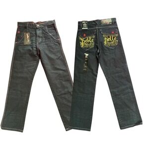 Vintage Pelle Pelle dark wash straight leg jeans with embroidered Pelle Pelle